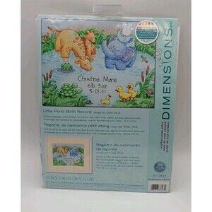 Dimensions Counted Cross Stitch Kit LITTLE POND BIRTH RECORD Full Color Chart